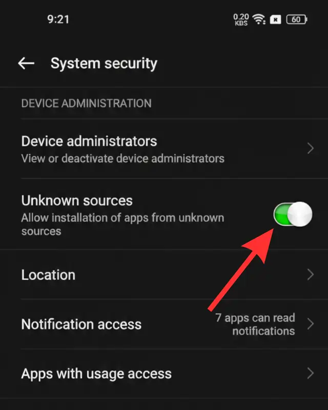 Turn on Install Unknown Apps Turn on Install Unknown Apps